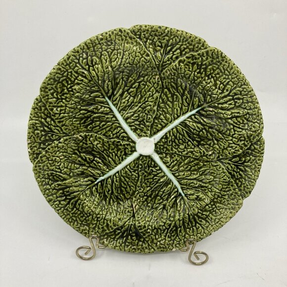 Vintage Bordallo Pinheiro Cabbage Leaf Plate Made in Portugal 8 1/4" - Picture 1 of 7
